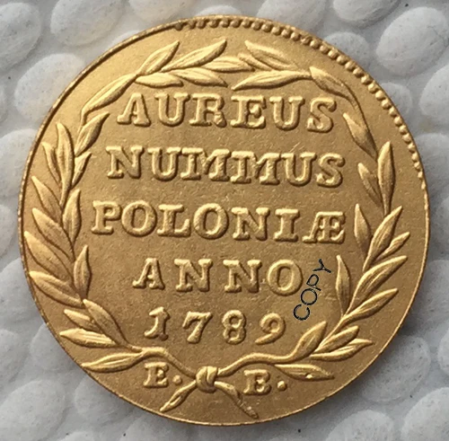 Позолота 24к Польша 1 Дукат 1789 копия монет 21 мм