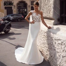 ANGELSBRIDEP One-Shoulder Chiffon Mermaid Wedding Dresses 2021 Vestido De Noiva Fashion Appliques Court Train Formal Bride Dress