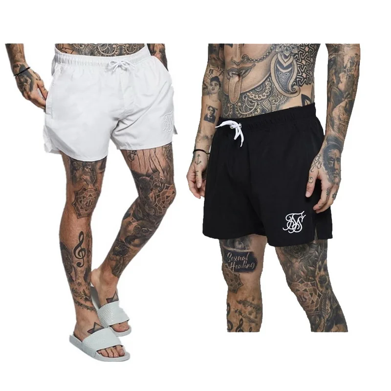 Новые модные повседневные мужские шелковые шорты Sik хлопчатобумажные спортивные брюки для фитнеса короткие мужские шорты для бега черные белые пляжные каникулы