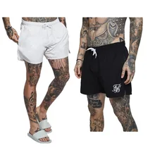 Новые модные повседневные мужские шелковые шорты Sik хлопчатобумажные спортивные брюки для фитнеса короткие мужские шорты для бега черные белые пляжные каникулы