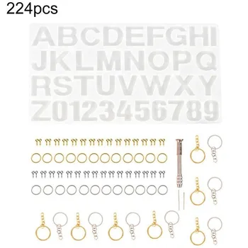 

224pcs/set Letters Jewelry Kits Diy Art Resin Silicone Mold Epoxy Casting Concrete Plaster Candle Keychain Silicone Mold