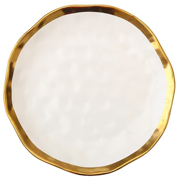 

Ceramic Dinner Plate Gold Inlay Snack Dishes Luxury Gold Edges Plate Dinnerware Kitchen Plate Black and White Tray Tableware Set