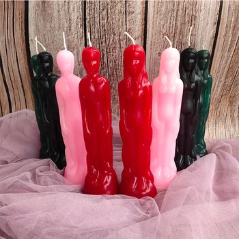 

Male and Female Image Statue Figurine Candle Decorative Candle for Easter Religious Party Decoration, Red, Pink, Black, Green