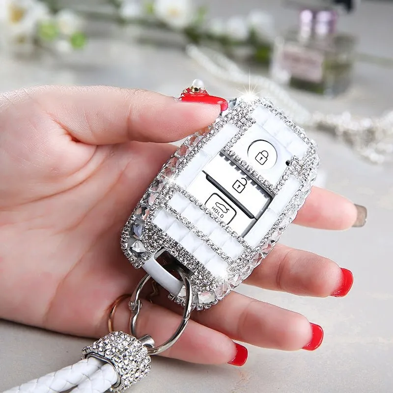 car key case cover key bling shell Luxury white Diamond for KIA Rio Sportage K2 K3 K4 K5 KX3 Ceed Sorento Cerato Optima Frote