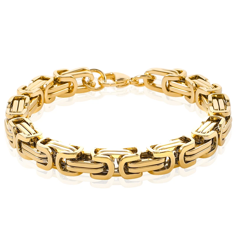 Gold 4 цвета, модные, хорошее качество, нержавеющая сталь, мужские аксессуары, кубинское звено, Византийский браслет-цепочка для Мужчин, Ювелирные изделия - Окраска металла: Gold