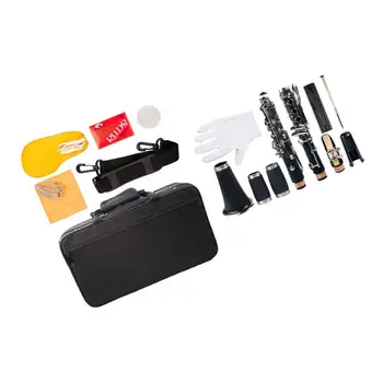 

Exquisite B Flat Black Clarinet with 2 Barrels, 10 Reeds, Carry Case, Mouthpiece, Gloves, Reed Case and More