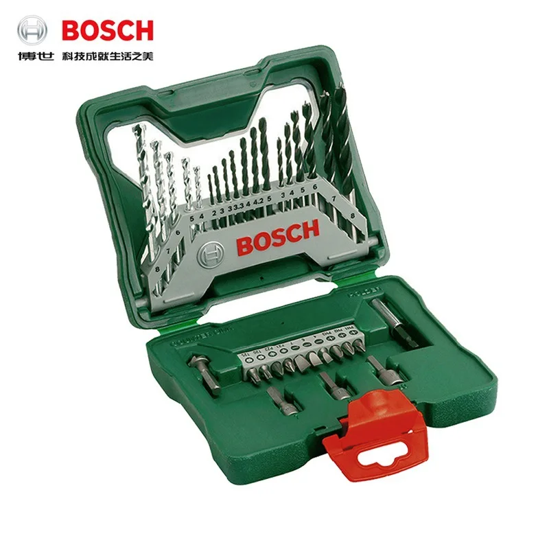 

Bosch 33-Piece Twist Drill Combination Metal Masonry Woodworking Drill Bit Screwdriver Head Hexagonal Sleeves Mixed Set