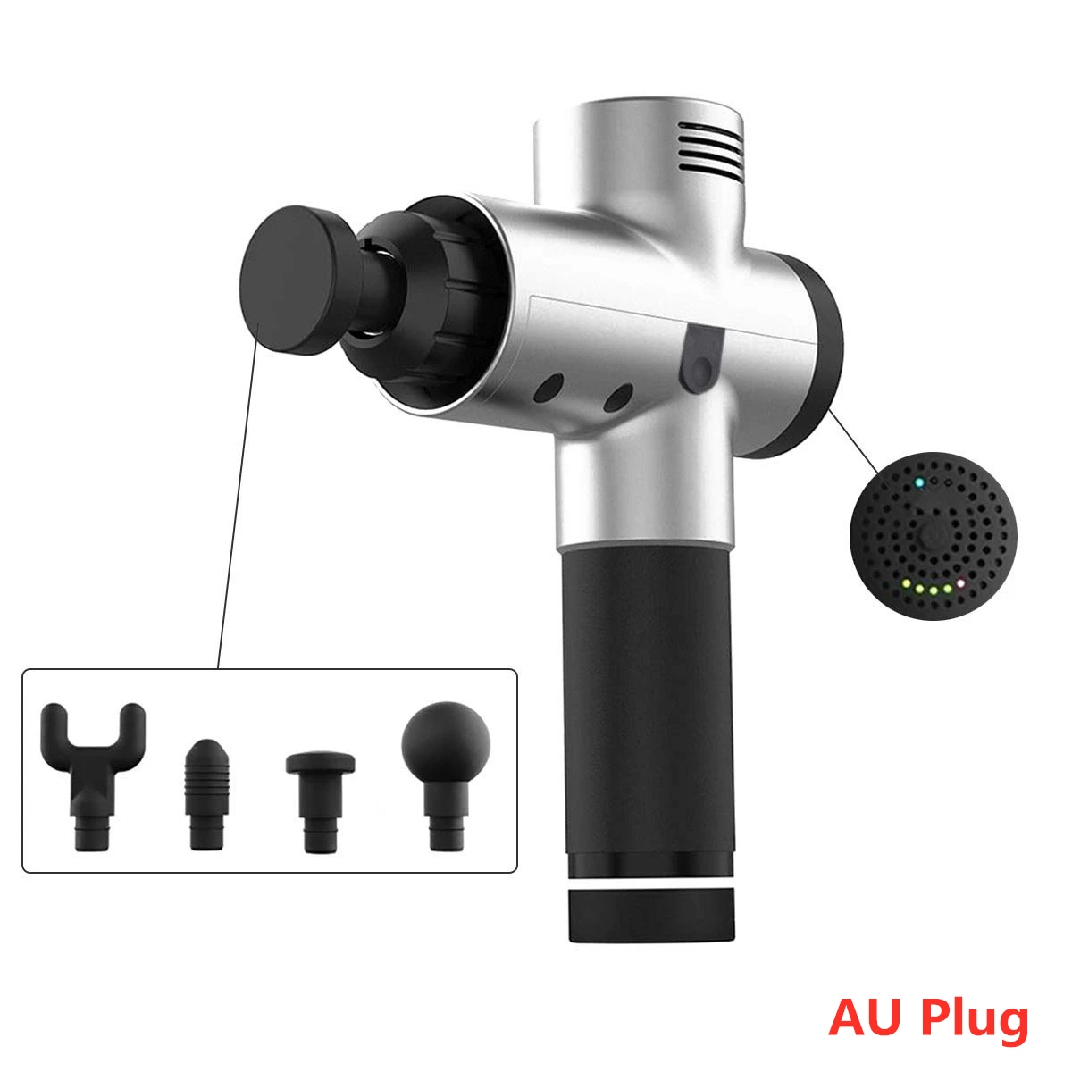AU Plug Перезаряжаемая мышечная Массажная Пушка+ 5 передач глубокая Вибрация ткани Массажная терапия для боли рельефная мышца Тренировка Тела Похудение - Цвет: AU Plug