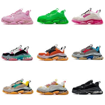 

2020 Men Triple S Running Shoes Fashion Luxury Designer Trainer Clear Sole White Chaussures Women Triple-S Walking Sneaker Shoes