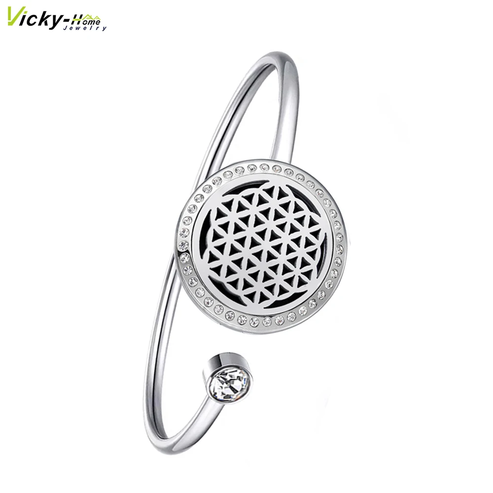 25mm Crystals Diffuser Locket Bangle Bracelet-2