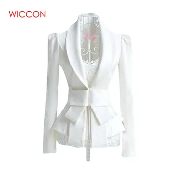

2020 Women White Blazer Feminino Spring Blazers Women Long Sleeve OL White Big Bow Ultra-Slim Suit S-XL Tops Waist Bow