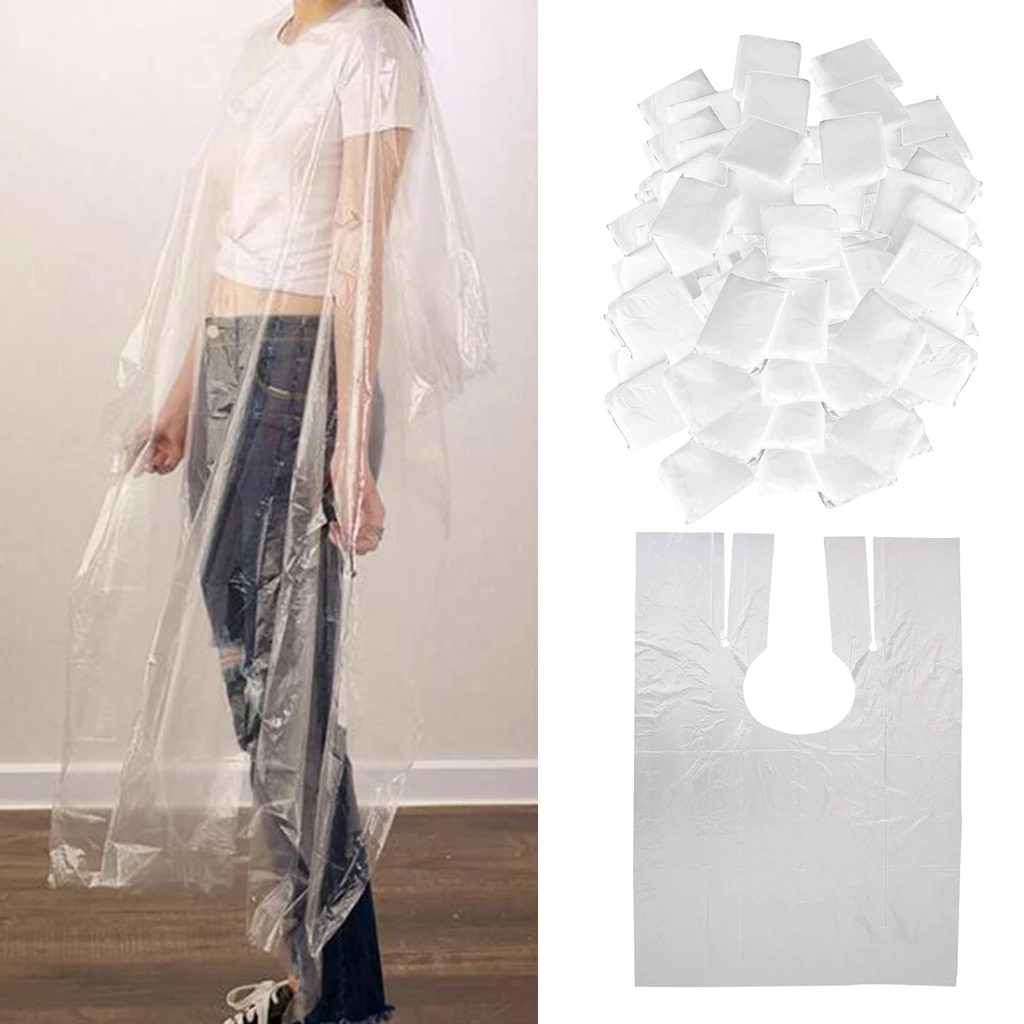 200pcs Disposable Hair Cutting Cape Gown Protect Barber Capes Transparent