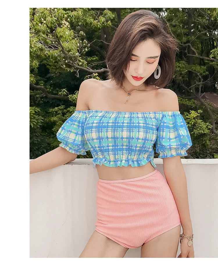 Separate Swimsuit For Women Two Pieces Surf Clothing Summer Swimsuits Trikini Piece Bathing Suit New Korean Plaid Split