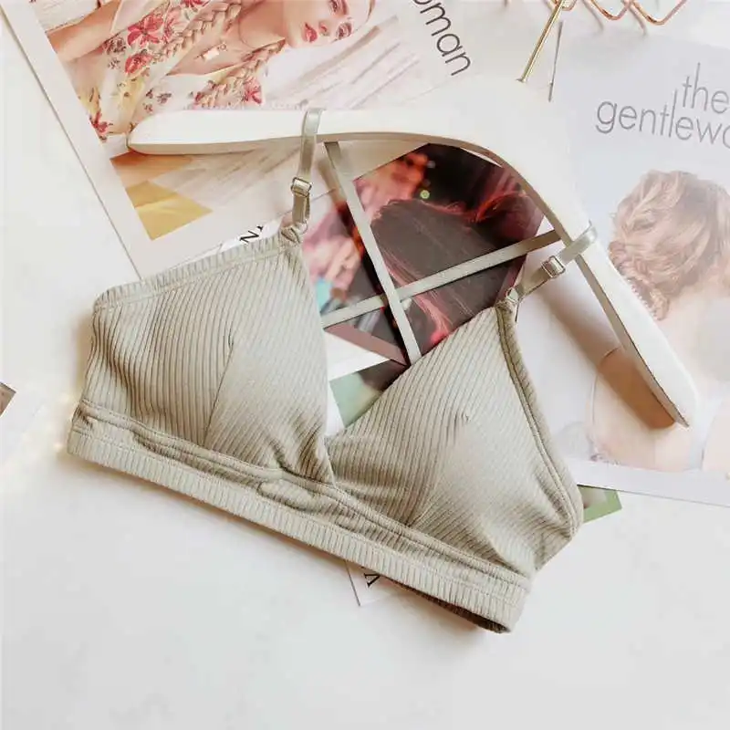 Женское нижнее белье бюстгальтер с подкладками Bralette нижнее белье укороченный топ пуш-ап хлопок Strappy