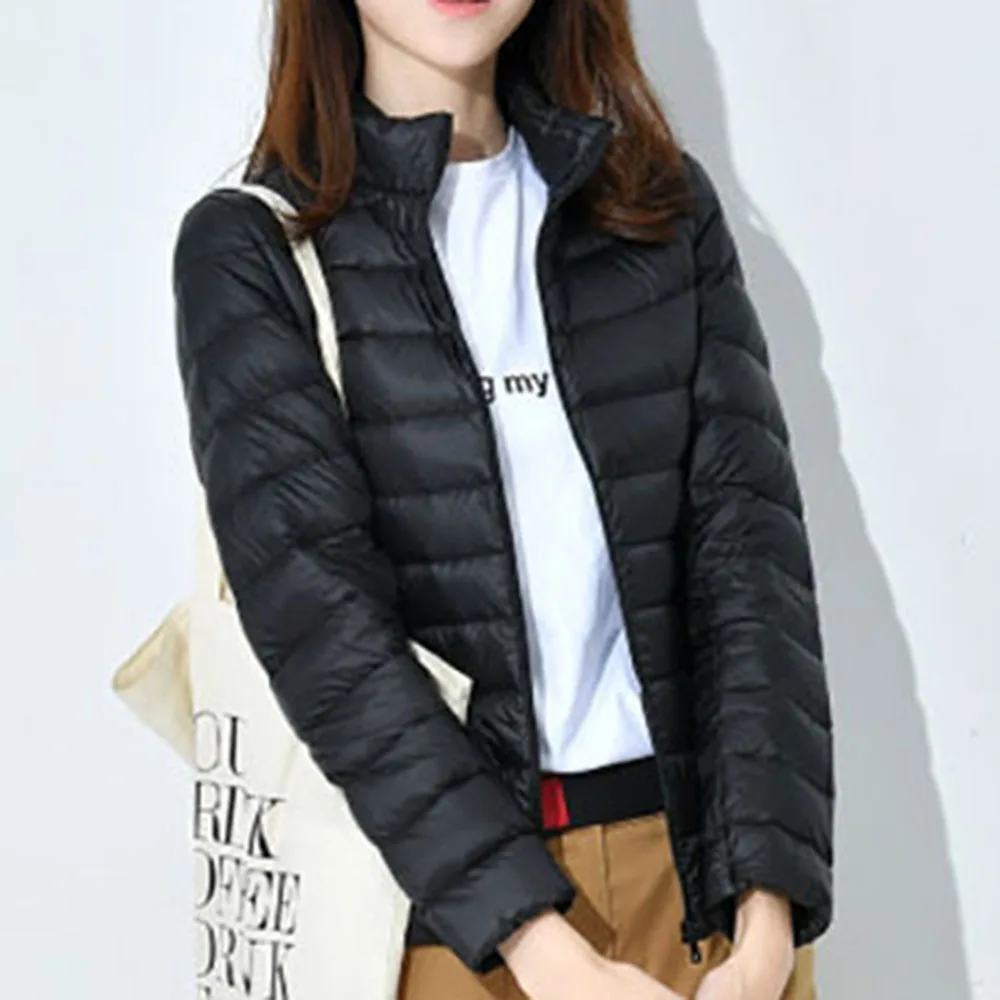 

Winter Down Jacket Women Coat Warm Plus Size Quilted Coat 2020 Female Casual Stand Neck Light Thin Style Slim Warm Overcoat