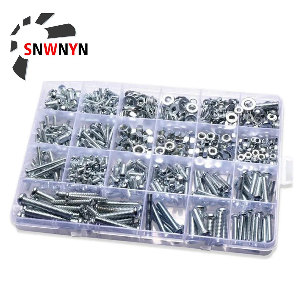 1 Box/Set M6 Nut And Bolt Нержавеющая сталь DIY болты M3 M4 M5 гайки винт комплекты прокладок
