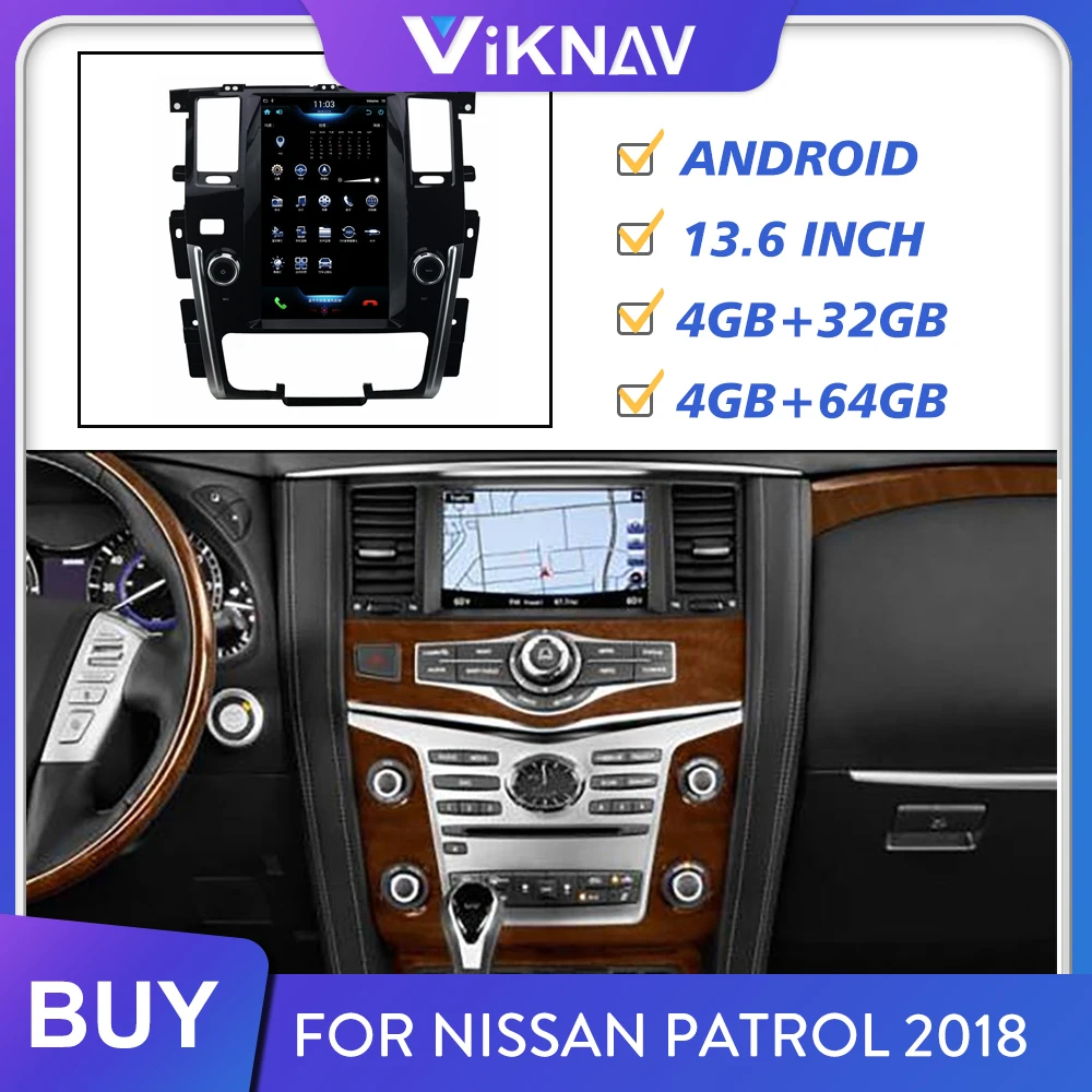 

Автомобильное радио, Авторадио, мультимедийный проигрыватель для Nissan Patrol 2018, автомагнитола, DVD-плеер, GPS-навигация, вертикальный экран, 13,6 дюймов, FM