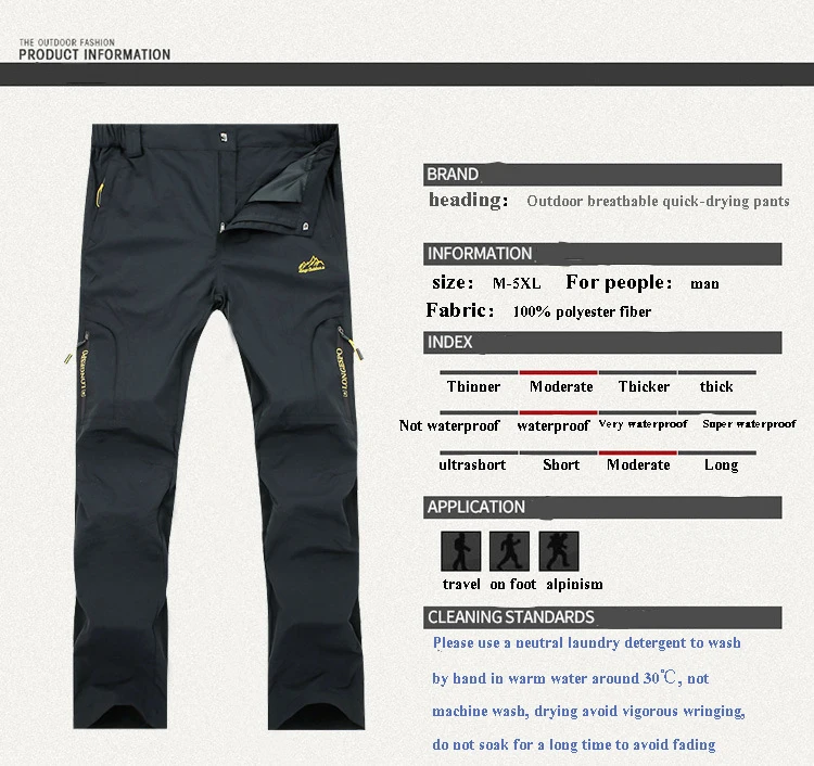 NUONEKO Mens Hiking Pants Tourism Camping Quick-Dry Summer Outdoor Sport Tactical Waterproof Wear-Resistant Cargo Trousers PNT02 NUONEKO Mens Hiking Pants Tourism Camping Quick-Dry Summer Outdoor Sport Tactical Waterproof Wear-Resistant Cargo Trousers PNT02