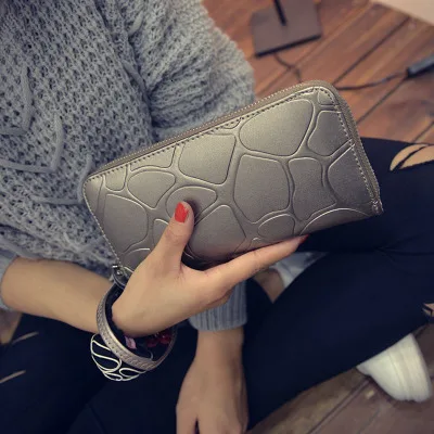 BXX Sac/ модный длинный полиуретановый пакет, однотонный кошелек с каменным узором, клатч, сумка, посылка для карт 19K-a122 - Цвет: Champagne gold