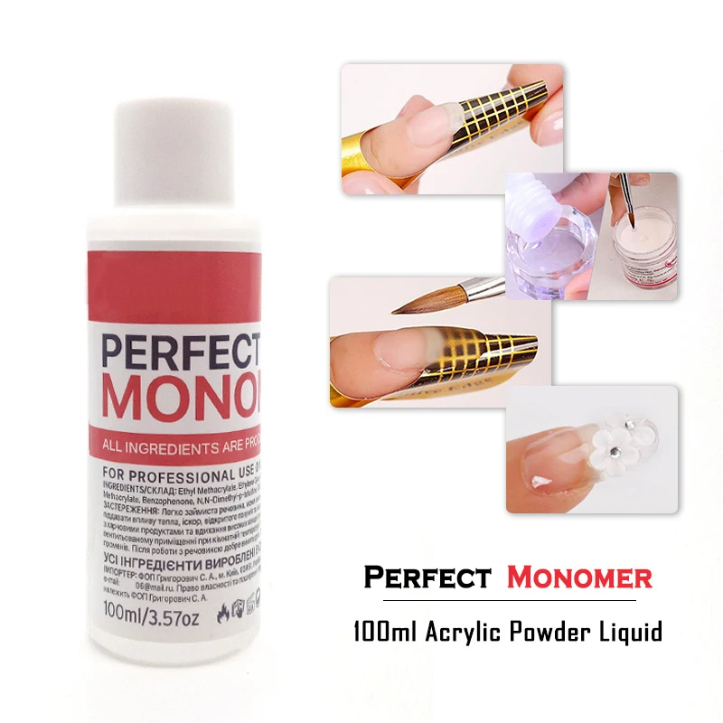 

100ml Acrylic Liquid Monomer Acryl Gel For Nail Extension Clear Acrylic Powder Nails Desgin Gel Polish Kit High Quality Tools