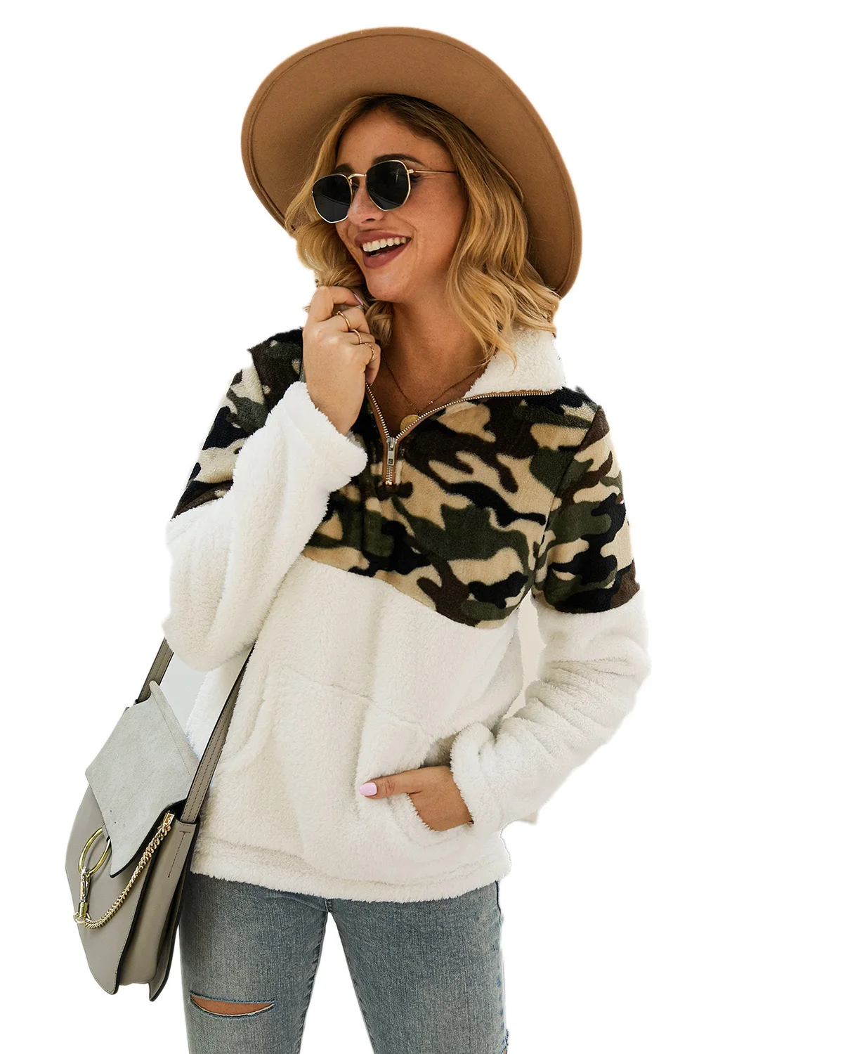 

Leopard Print Patchwork Turn Down Collar Women Hoody Zipper Pullover Autumn Winter Casual Soft Coat Warm Hoody