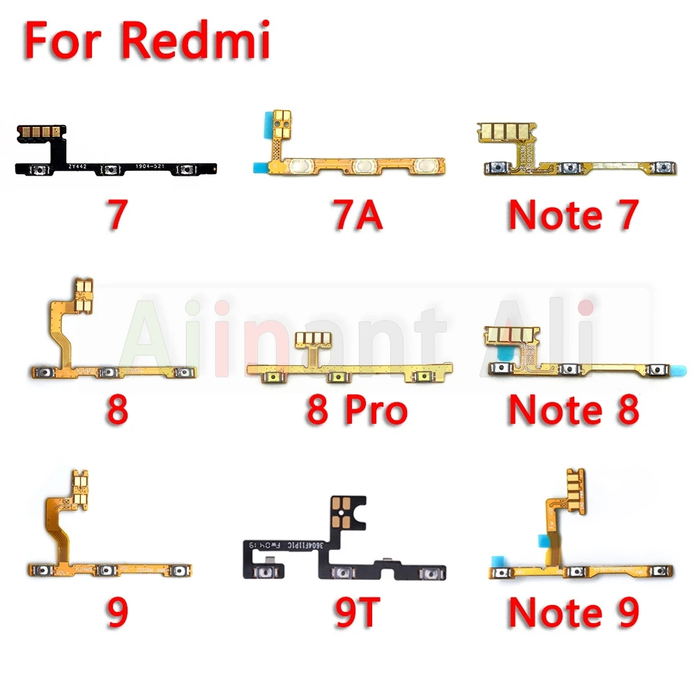 AiinAnt Button Mute key Switch On Off Volume Power Flex Cable For Xiaomi Redmi Note 7 8 9 7A 8A 9A 8T 9T K20 Pro Plus Lite