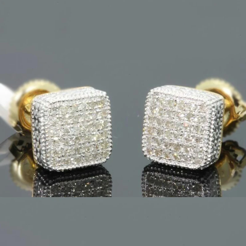 Золото Цвет льдом площади Bling серьгу для мужчин в стиле хип-хоп роскошные стразы