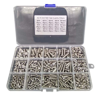 

New 500pcs/box Hexagonal Screws Kit With Box Quality 304 Stainless Steel Mounting Hardware Tools M2.5 M3 M4 M5 Socket Nut Screws
