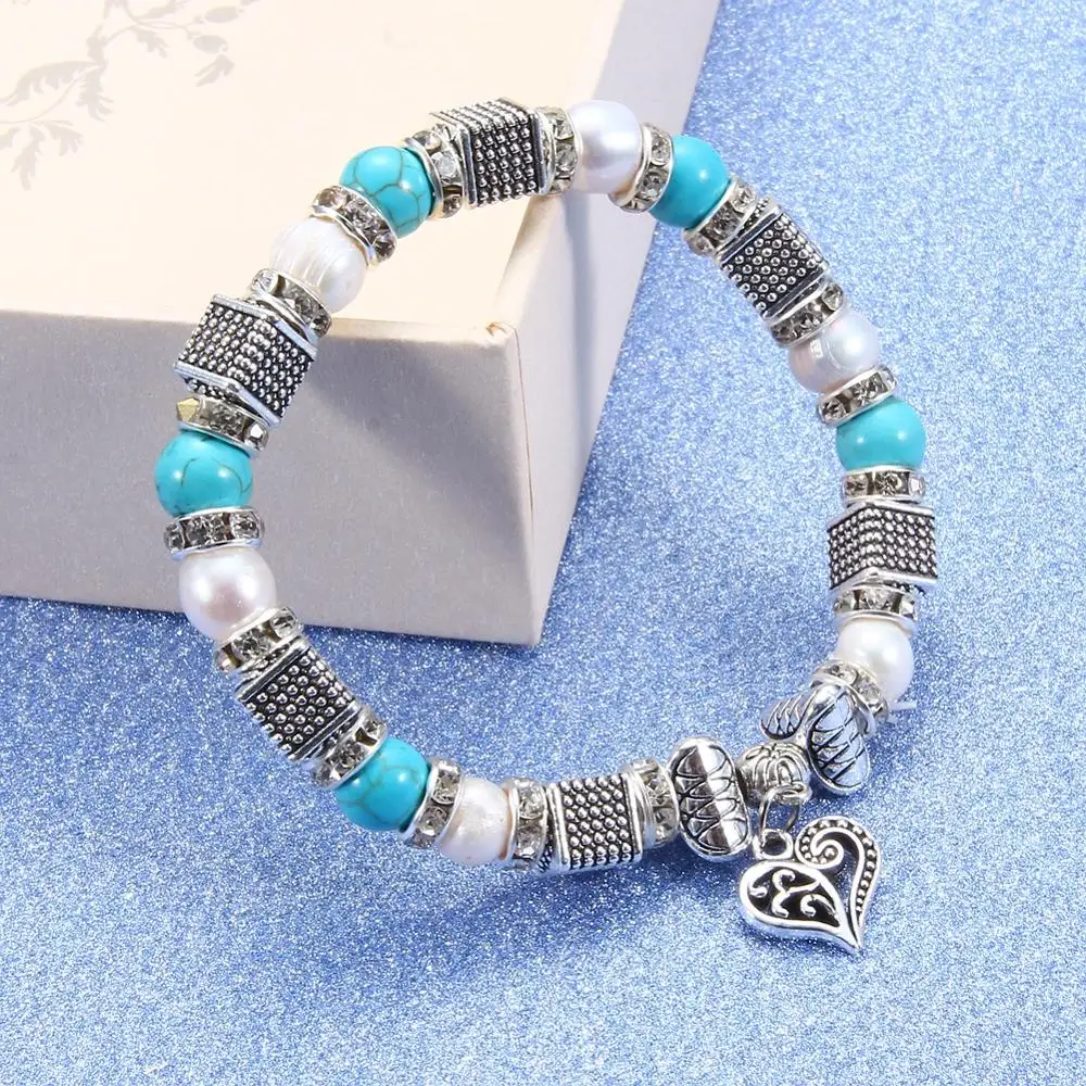 

Baroque Pearl Bracelet Pine Stone Freshwater Pearl Bracelet for Women Girl Charm Bracelet Gift Party Jewelry