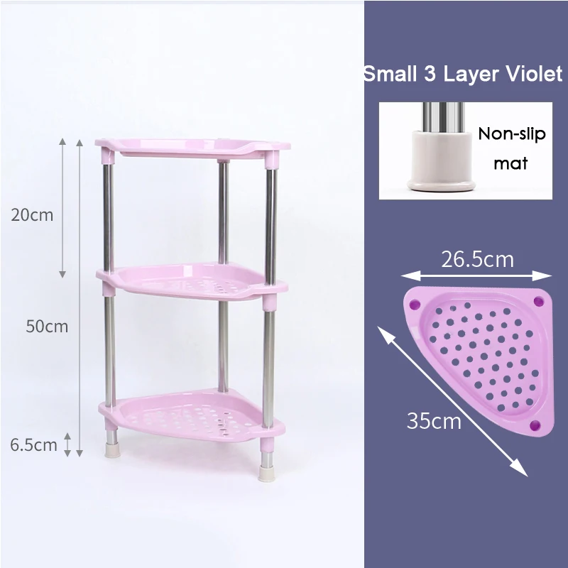 Small3layerViolet20H Органайзер для ванной комнаты, косметический стеллаж для хранения туалетных принадлежностей, полки для полотенец, кухонные принадлежности, стеллажи из нержавеющей стали - Цвет: Small3layerViolet20H