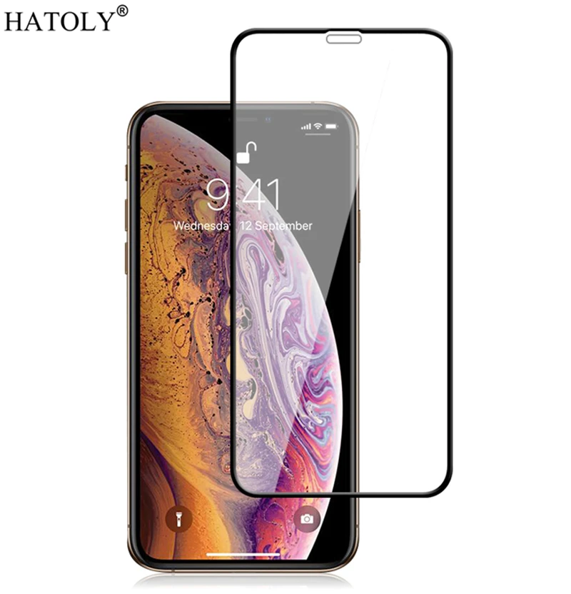 Полное покрытие клеем стекло для iPhone 11 защита экрана закаленное Pro Max Защитное |