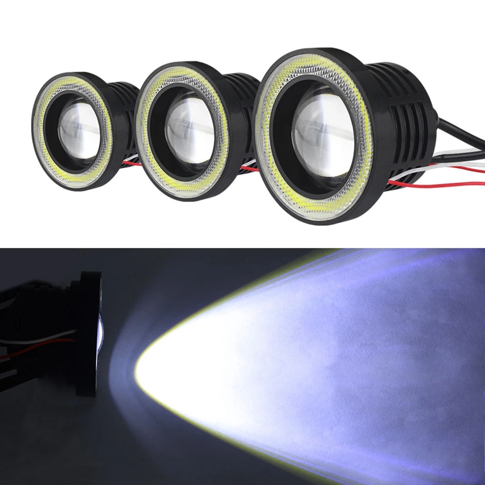 2pcs Angel Eyes Fog Lamp 64mm 76mm 89mm 12V Universal COB LED DRL Fog Driving Lights white blue pink yellow green red ice blue