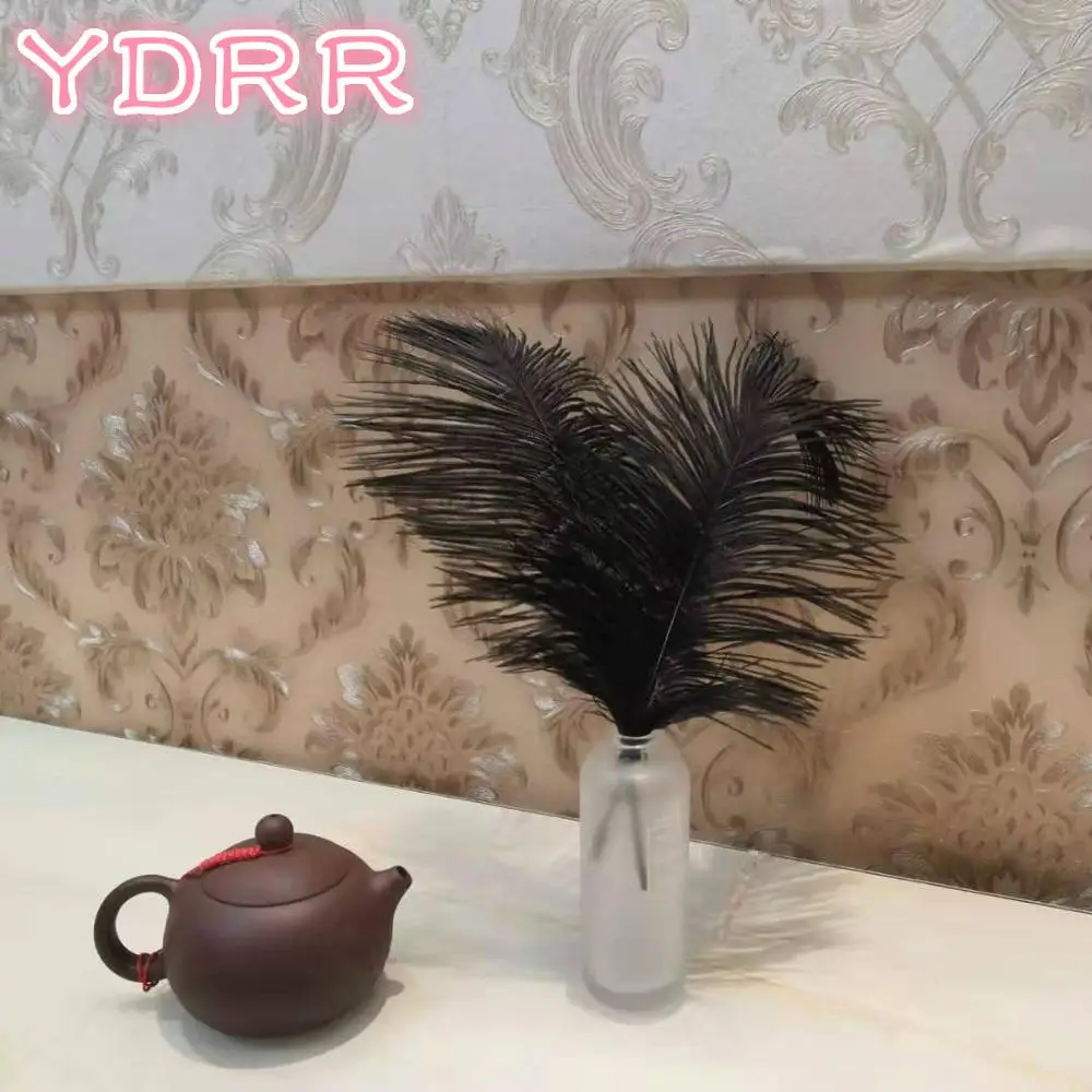 DIY Окрашенные Перья страуса белые свадебные перья 45-50 см тонкий стержень Плюмаж из страусиного пера отель украшения для свадебного стола