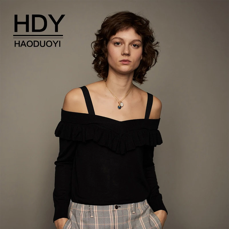 HDY Haoduoyi женские модные популярные Топы с вырезом-лодочкой сексуальные топы на