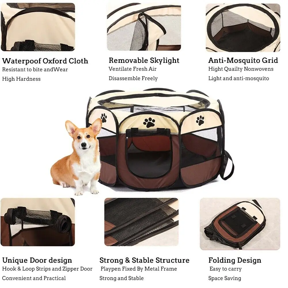 Portable Foldable Dog Cage Pet Tent Houses Playpen Puppy Kennel Cat House Octagon Fence Outdoor For Small Large Dogs Cats Crate Portable Foldable Dog Cage Pet Tent Houses Playpen Puppy Kennel Cat House Octagon Fence Outdoor For Small Large Dogs Cats Crate