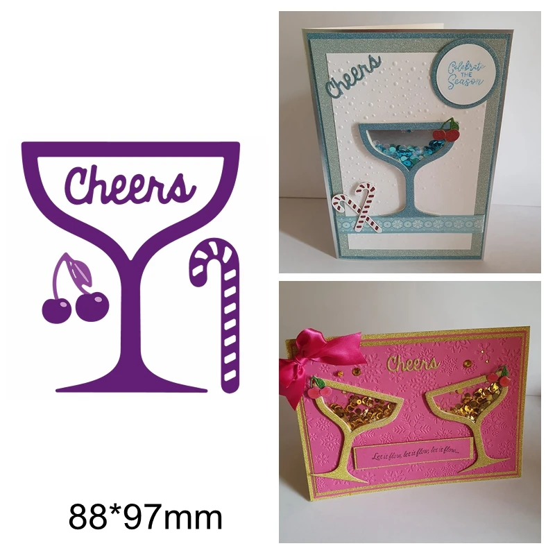 

Cheer Letter Glass Cherry Candy Goblet Metal Cutting Dies New Stencils DIY Handmade Card Scrapbook Craft Embossing Paper Die Cut