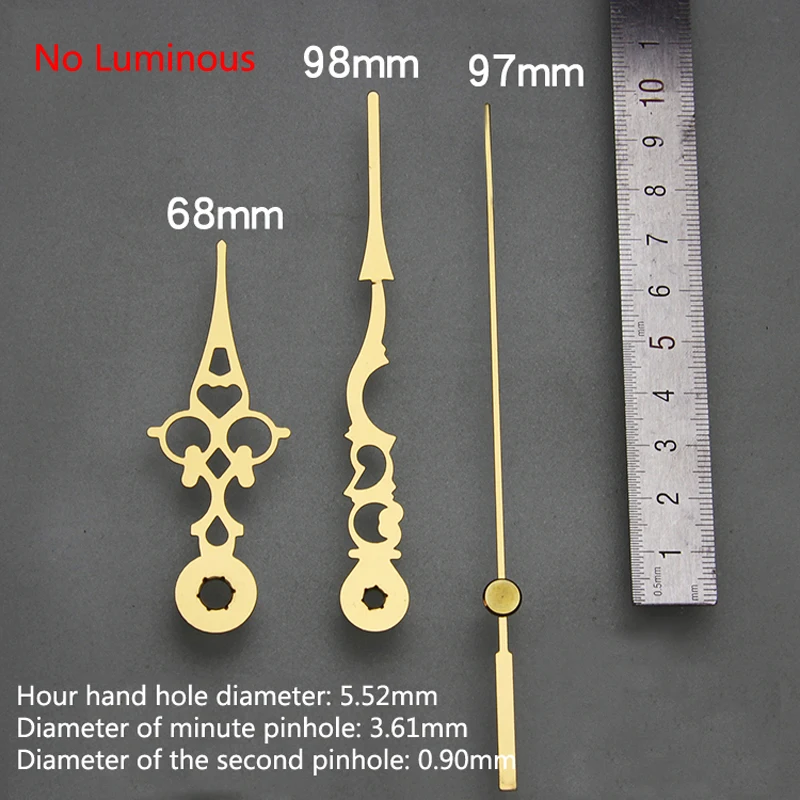 DIY Wall Clock Hands Gold Repair Parts Tools Metal Hour Hand Minute Hand Second Hand Luminous Clock Pointer Golden 