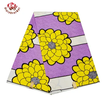 

Yellow Flower Ankara African Polyester Wax Prints Fabric Bazin Riche High Quality 6 yards African Fabric for Party Dress FP6291