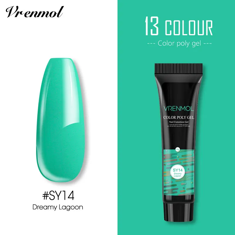 15ml SY14 Vrenmol цветной полигель для наращивания ногтей, ремонт ногтей, блеск, полигель, Кристальный бриллиант, желе, твердый для маникюра, строительный гель - Цвет: 15ml SY14