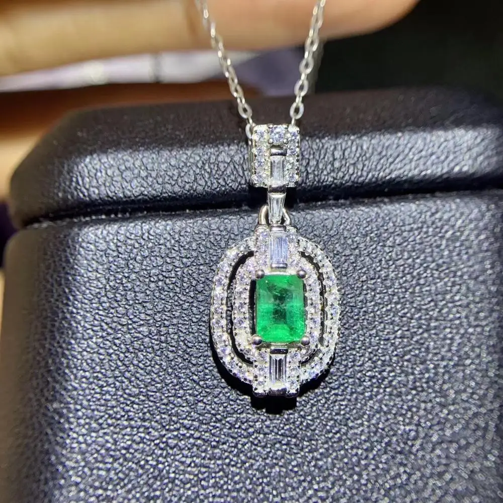 Platinum plating Натуральный драгоценный камень хорошее качество изумрудное ожерелье с подвеской натуральный камень хорошее ювелирное изделие Рождественский подарок - Цвет камня: Platinum plating