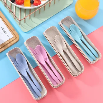 

Wheat Tableware Three-piece Set Creative Portable Tableware Environmentally Friendly Wheat Straw Knife, Fork and Spoon Tableware
