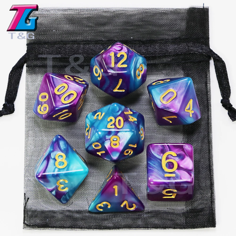 Mix Dice Set with Bag 9 Colors DND RPG Portable Toys for Adults Kids TRPG D4-D20 Game Dice