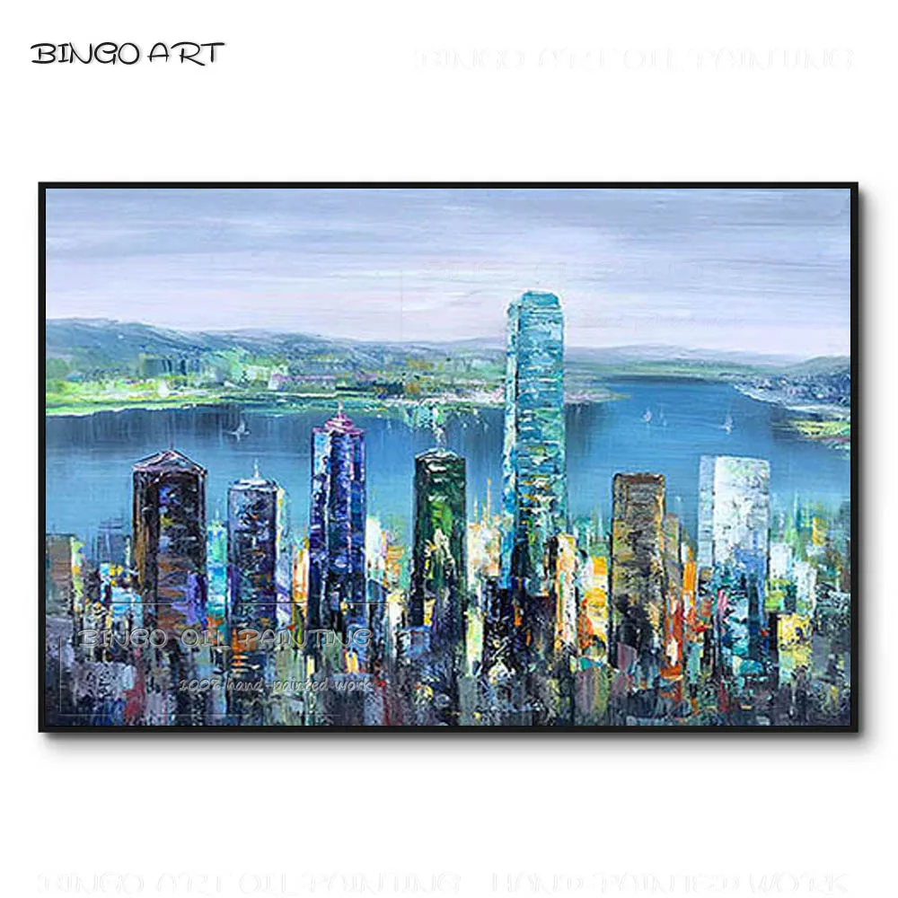 

Professional Artist Hand-painted High Quality Art City Landscape Oil Painting on Canvas Modern Abstract Urban City Oil Painting