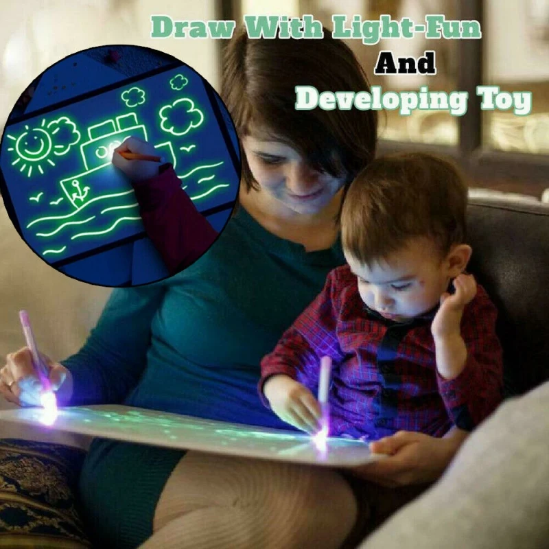 

Magic Draw With Light Glow In Dark Children Kids Paint Toy Luminous Drawing Board Sketchpad Set Educational Toys Gifts For Kidss