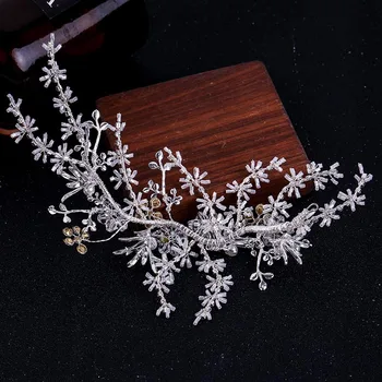 

Korean Fashion Silver Color Handmade Crystal Simulated Pearl Headpieces Headband Bride Wedding Hair Decoration Accessories