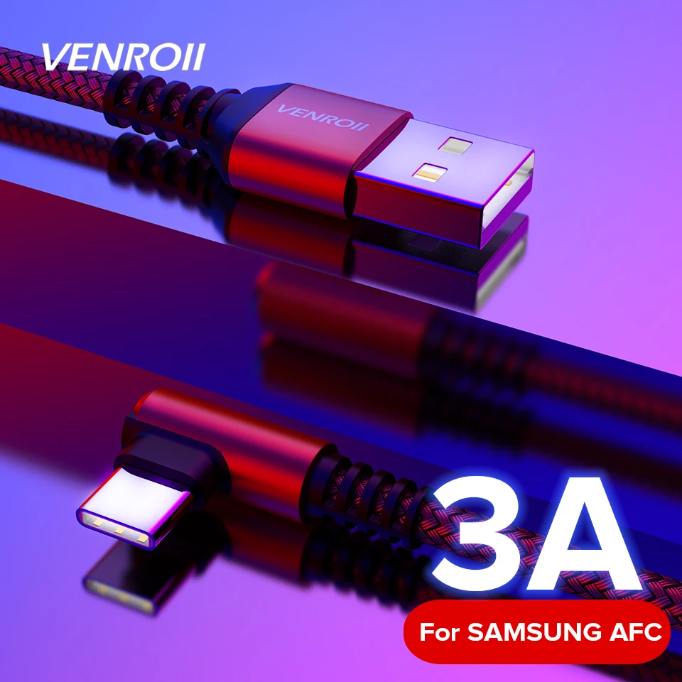 Venroii type-C кабель для samsung Galaxy S9 S8 Plus A50 USBC Быстрая зарядка type-C кабель для мобильного телефона Xiaomi Oneplus 6t 7 Pro