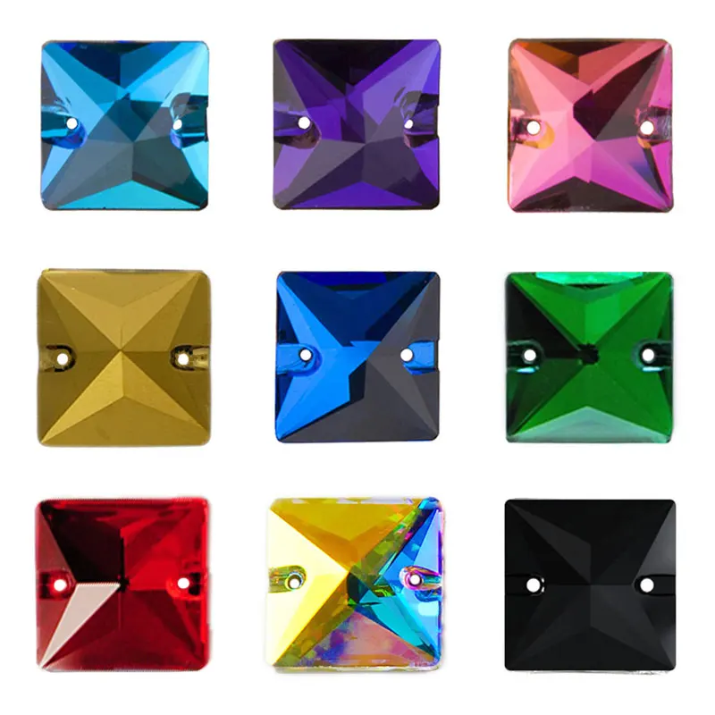 

YANRUO 3240 Square Sew on Rhinestones Glass Stones Flatback Sewing Clothes shoes Glass Stones For DIY Sewing