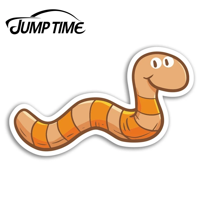 

Jump Time Earthworm Vinyl Stickers Worm Cartoon Sticker Laptop Luggage Car Assessoires Window Decals Car Wrap DIY