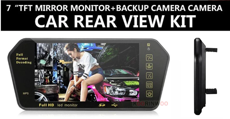 Koorinwoo AHD 7 дюймов TFT lcd Bluetooth MP5 цветной зеркальный монитор HD 1024*600 беспроводная камера заднего вида парковочная видео система