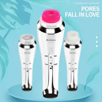 

Electric Facial Cleansing Brush Massager Blackhead Removal Acne Pore Cleaning Waterproof with 4 Replaceable Heads for Skin Care